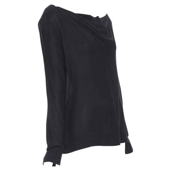Pre Loved The Row Vintage Silk Blouse Boat Neck Long Sleeve Women black | black - Picture 3 of 6